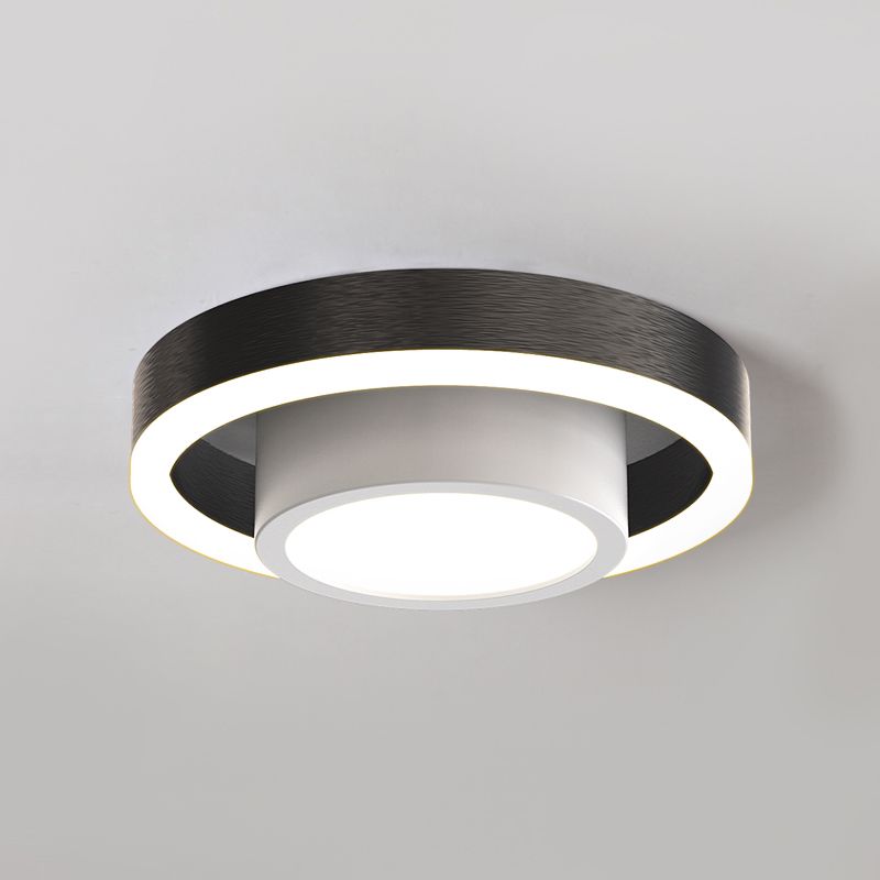 Iluminación empotrada LED de techo de acrílico pequeña, aro doble, color negro nórdico/café/dorado, para pasillo