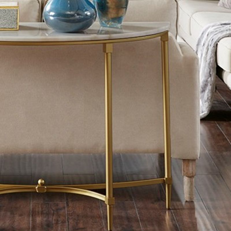 Modern Half Moon Console Table Stone Console Sofa Table in Gold