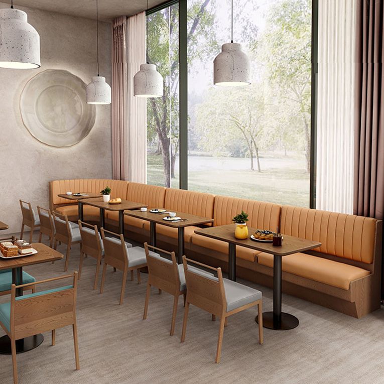 Industrial Wood Dinner Table Brown Table with Black Frame for Dining Room