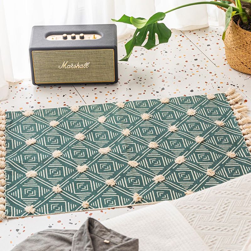Bohemian Cotton Blend Area Carpet Tribal Print Indoor Rug Fringe Area Rug for Home Decor