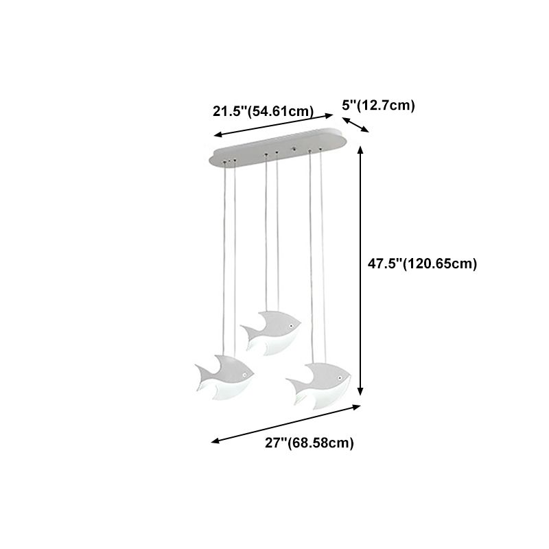 Fish Shaped LED Pendant Light Metallic Minimalist Multiple Hanging Light for Dining Room