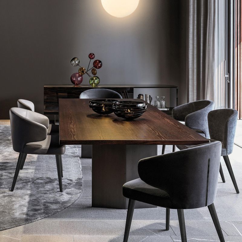 Glam Style Upholstered Side Chair Solid Back Chair with 4 Black Finish Legs