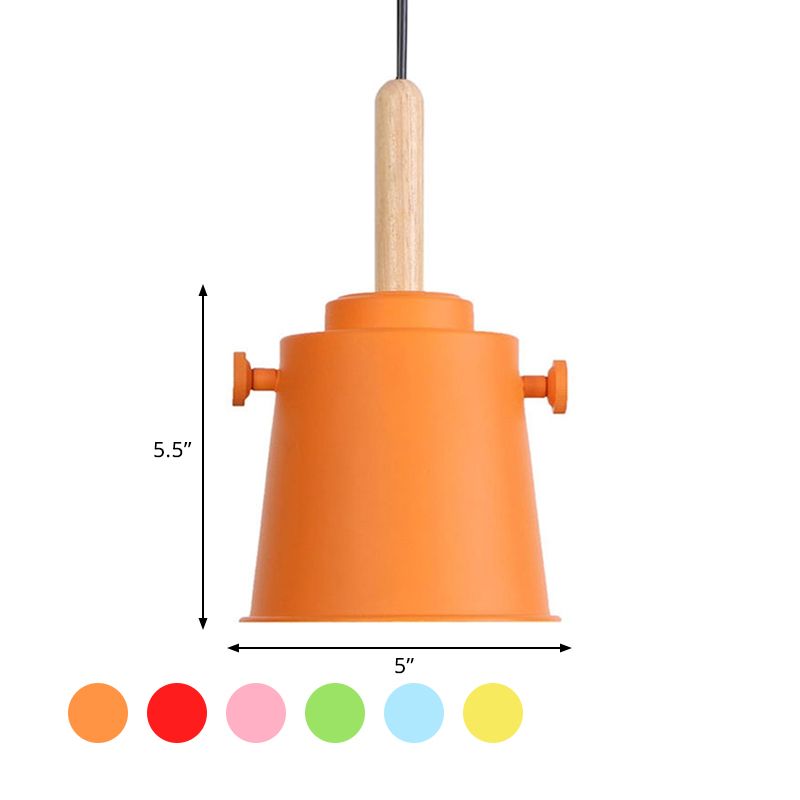 Lámpara colgante moderna de cubo con cordón ajustable Luz de metal de luz simple en madera