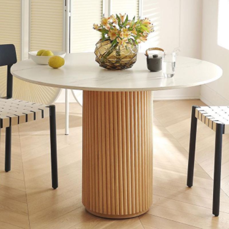 Solid Wood Pedestal Dining Site Table Simplicity Style Round Dinette Table