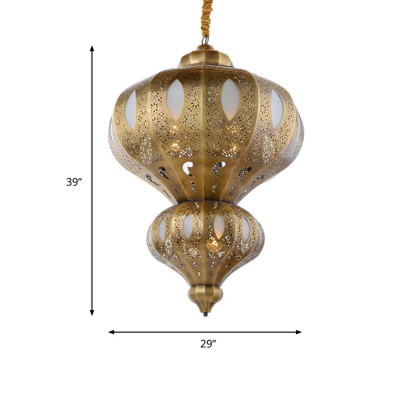 Brass 8 Heads Hanging Pendant Light Arab Meta Gourd Shape Chandelier Lighting Fixture