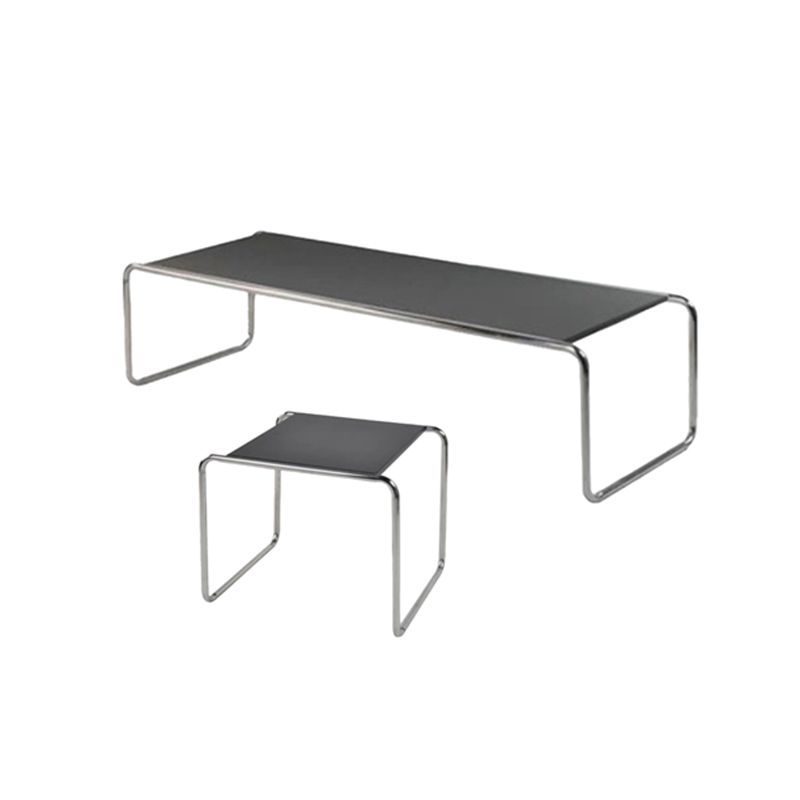 Contemporary Rectangle Solid Wood Coffee Table with Steel Sled Base