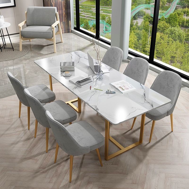 Modern Style Stone Conference Desk Rectangular Shape Office Table with 2-Legs for Office