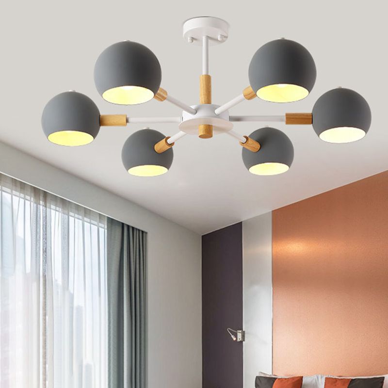 Macaron Domed Shaped Chandelier Light Metallic Lighting Fixture for Living Room