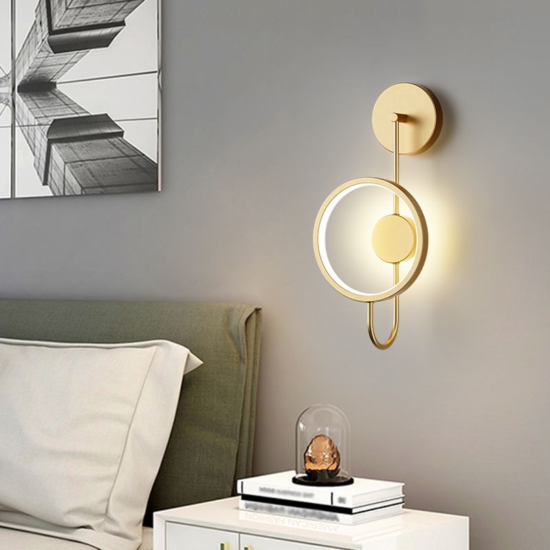Round Shape Metal Wall Sconce Modern Style 1 Light Wall Mount Lighting