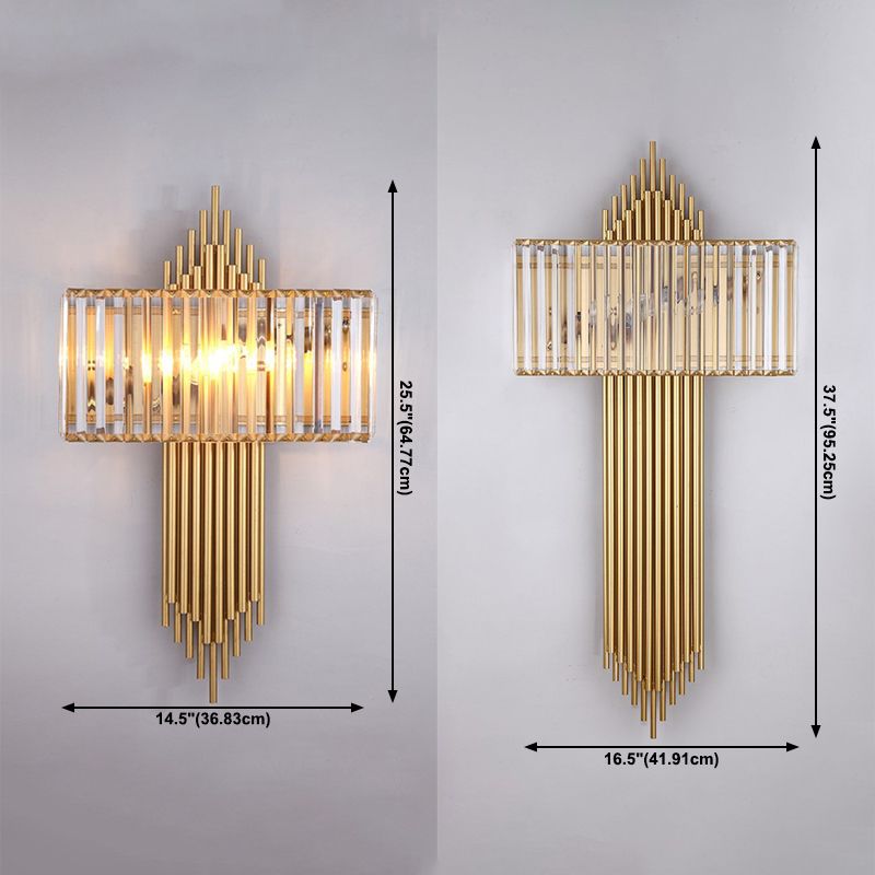Unique Shade Crystal Wall Sconce Modern Style 2 Lights Wall Mounted Light in Gold