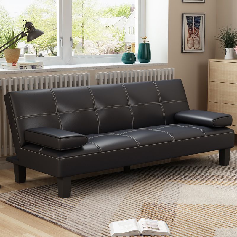 Modern Biscuit Back Faux Leather Sofa with Foldable and Wear-resisting