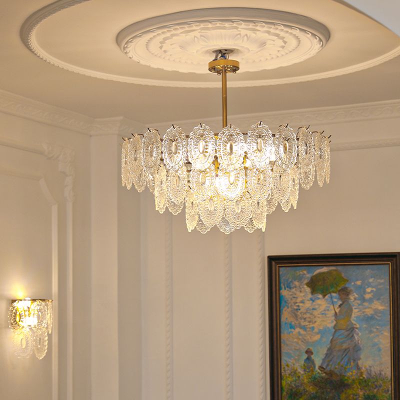 Contemporary Style Geometry Pendant Chandeliers Glass Hanging Light Fixtures in Gold