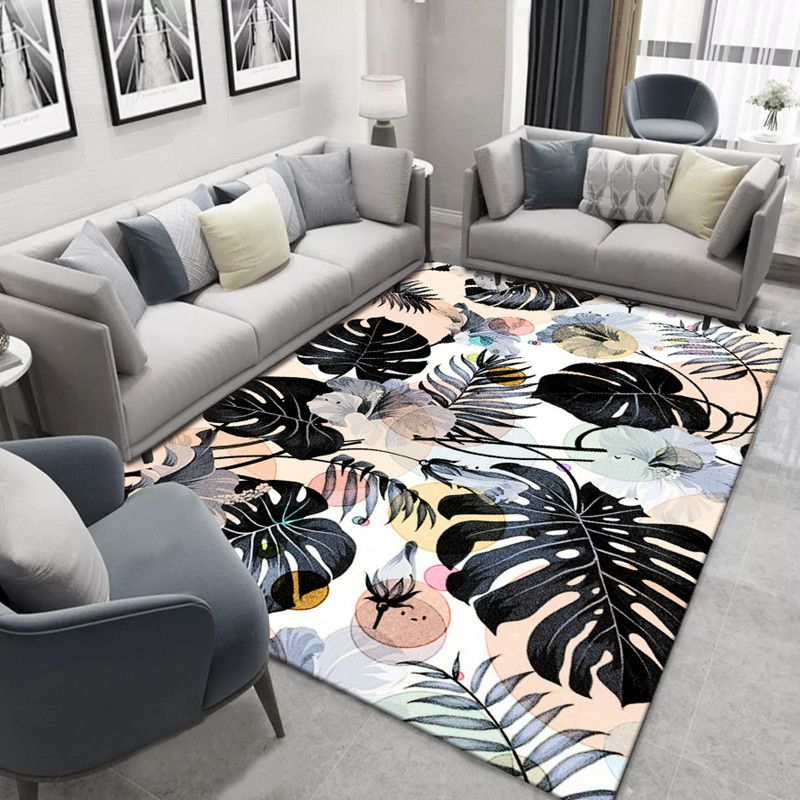 Blauw modern tapijten polyester bladeren indoor tapijt niet-slip achterste tapijt voor woonkamer