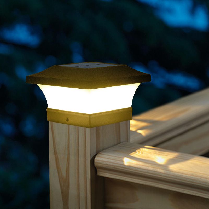 Black Contemporary Metal Pillar Lamp Square Shape Outdoor Waterproof Light