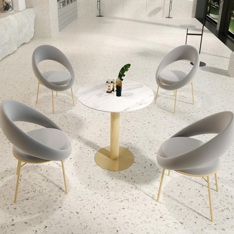 Round Dining Set for Kitchen 1/2/4/5 Pcs Glossy White Dinette Table Set