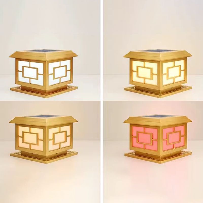 Contemporary Pillar Light Household Golden LED Solar Lighting Fixture for Garden