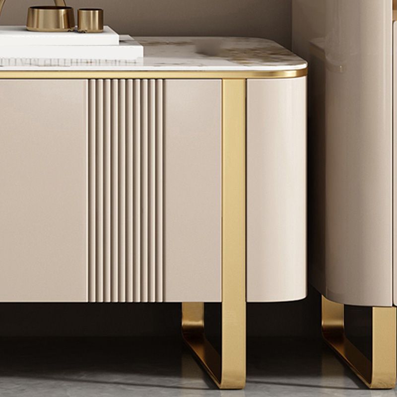 Enclosed Storage Media Console TV Stand Stone TV Stand with Drawers