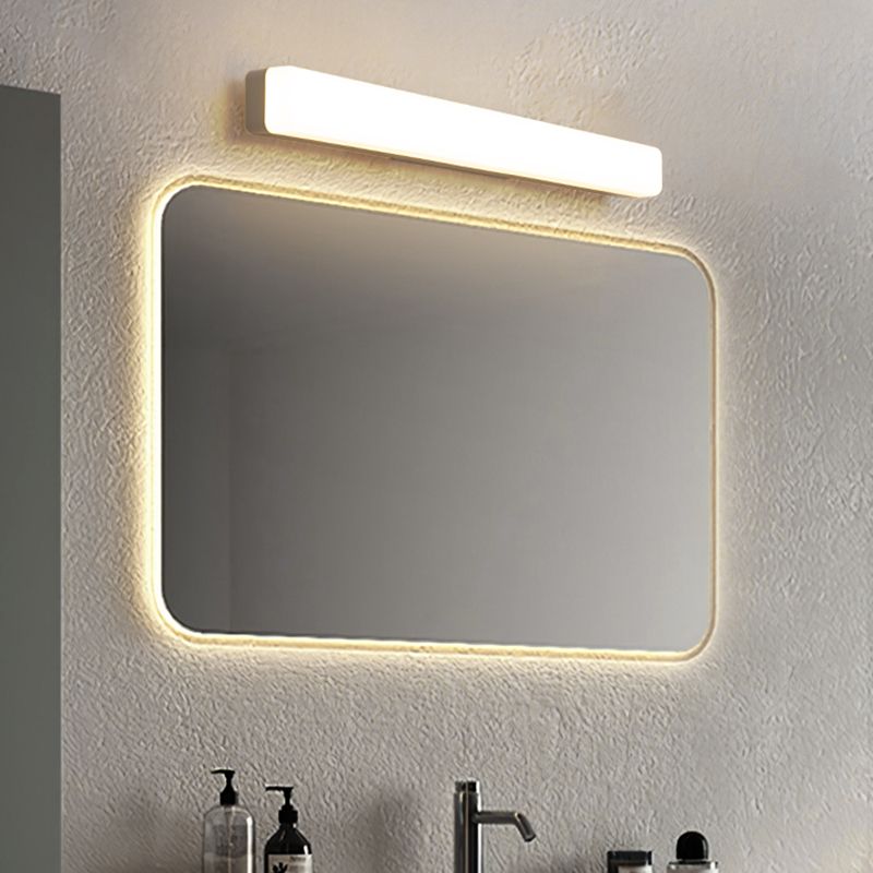White Modern Wall Sconce Geometric Shape Vanity Lamp with Plastic Shade for Bathroom