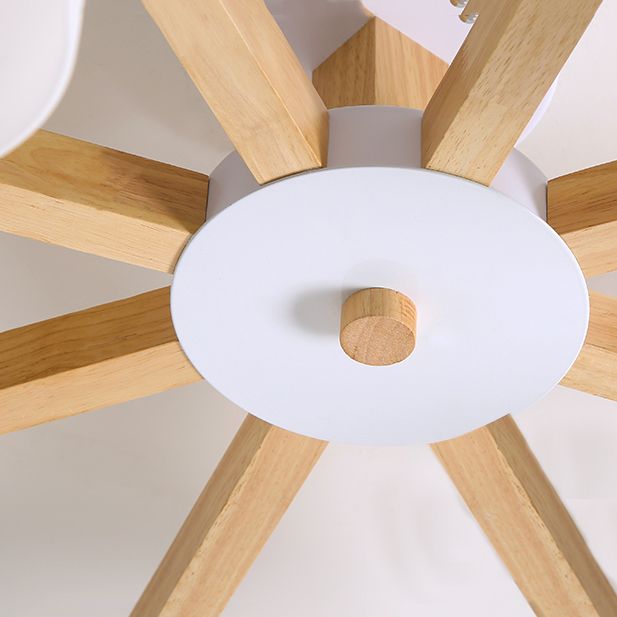 Contemporary Flush Light Fixture Wood Flush Mount Lights in Brown for Living Room