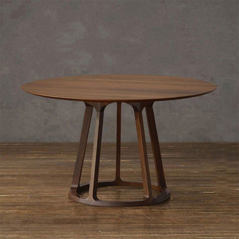 Modern Round Dining Table 1/2/5 Pieces Solid Wood Dining Room Table with Chairs