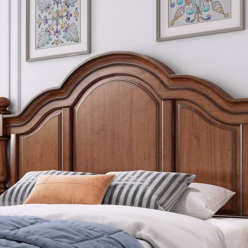 Mid-Century Modern Standard Bed Solid Wood Panel Bed with Headboard