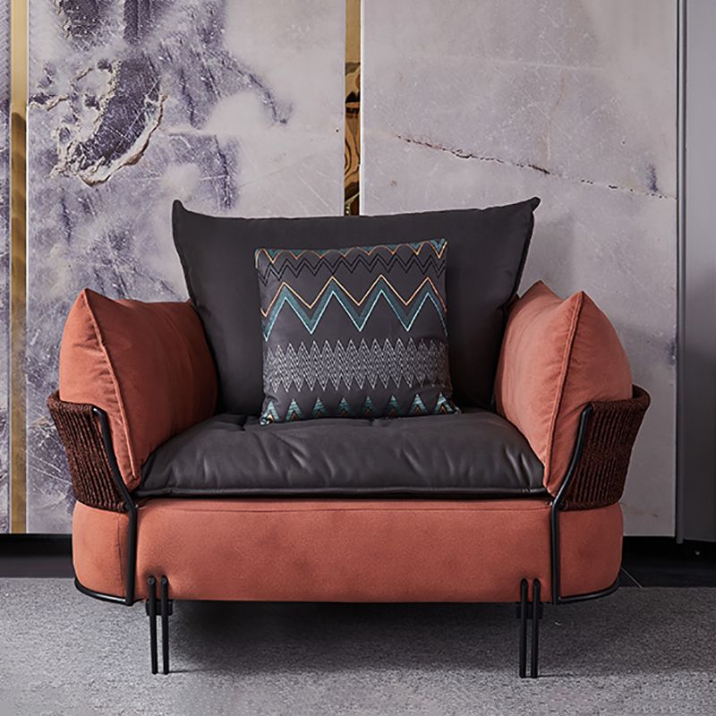 Ultra-Modern Faux Leather Square Arm Sofa with Loose Back Stain Resistant Standard Sofa