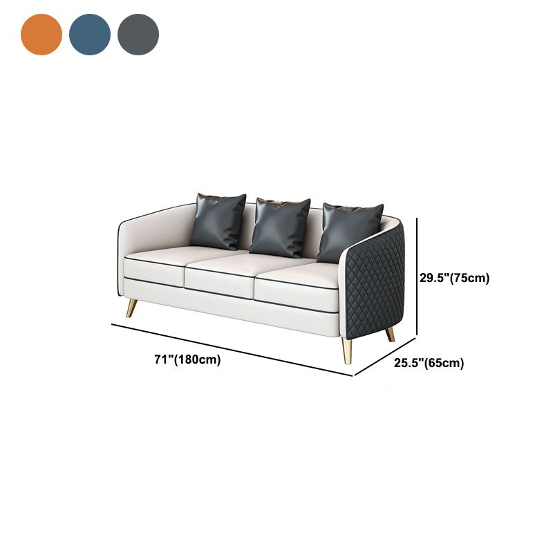 Faux Leather Contemporary Standard Sofa Sloped Arm Sofa for Living Room