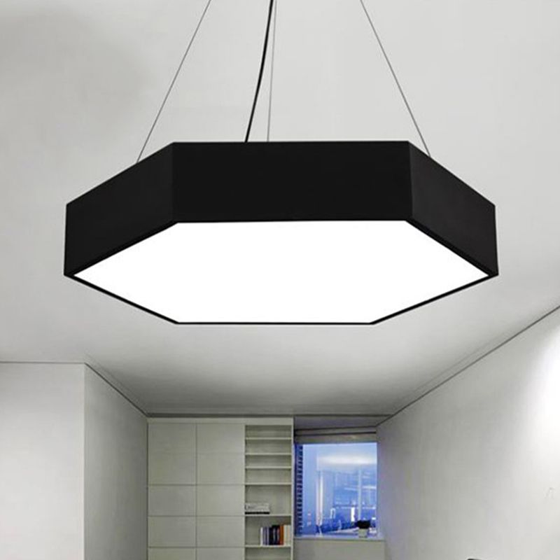 Metallic Honeycomb LED Pendant Light Simple Black/White Hanging Lamp Kit with Acrylic Diffuser, 16"/23.5"/35.5" W
