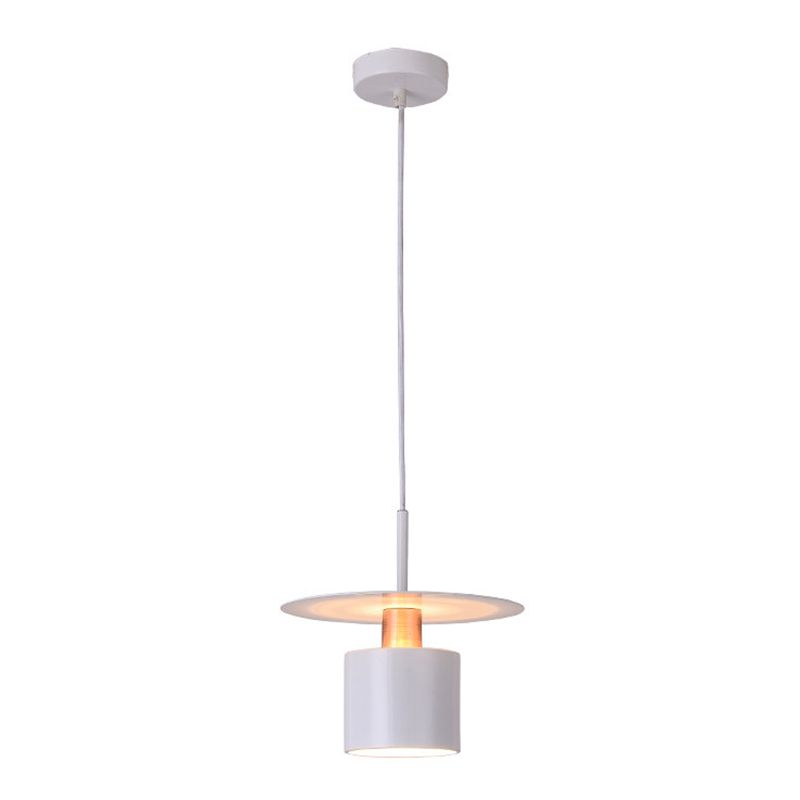Pendre en fer laqué dans le style artistique moderne, lampe à suspension unique cylindrique pour chambre à coucher