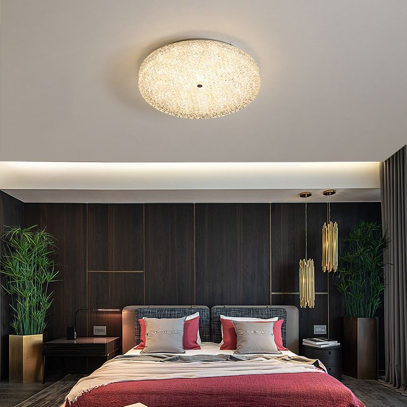 Modern LED Ceiling Mount Light Close to Ceiling Lamp with Glass Shade for Living Room