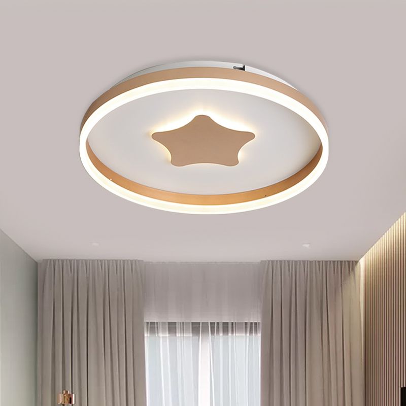 Acryl Star Flushmount Lighting Minimalist LED White Flush Lamp in White/Warm Light for Bedroom, 16 "/19.5" Dia
