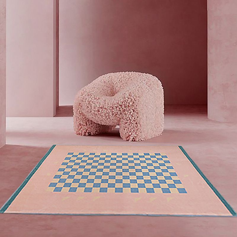 Classical Indoor Carpet Funky Plaid Print Rug Stain Resistant Carpet for Home Decor