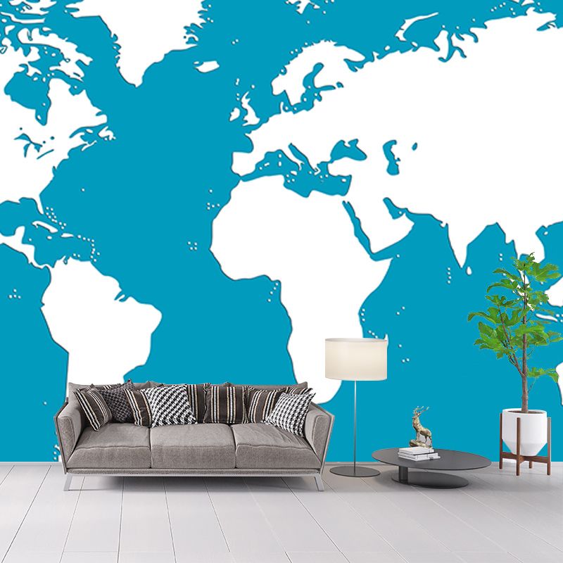 World Map Mildew Resistant Mural Wallpaper Illustration Sleeping Room Wall Mural