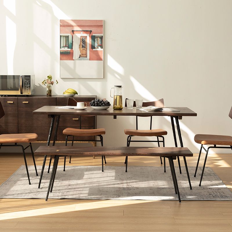 Mesa de comedor de madera maciza de roble Mesa de comedor rectangular industrial con 4 patas