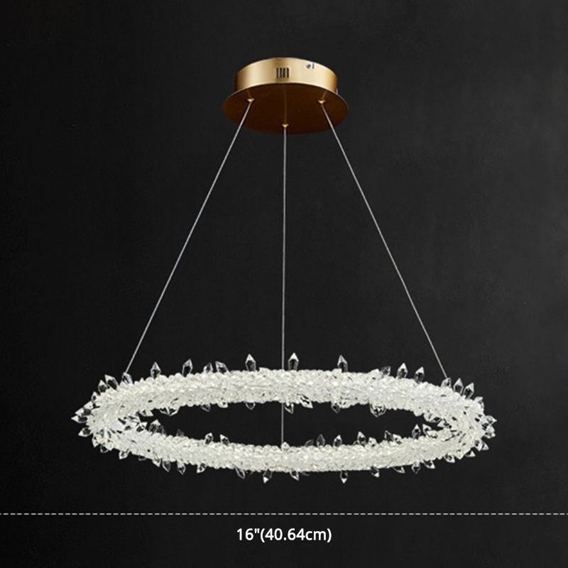 Suspension à LED circulaire moderne minimaliste en cristal clair salon de plafond suspendu