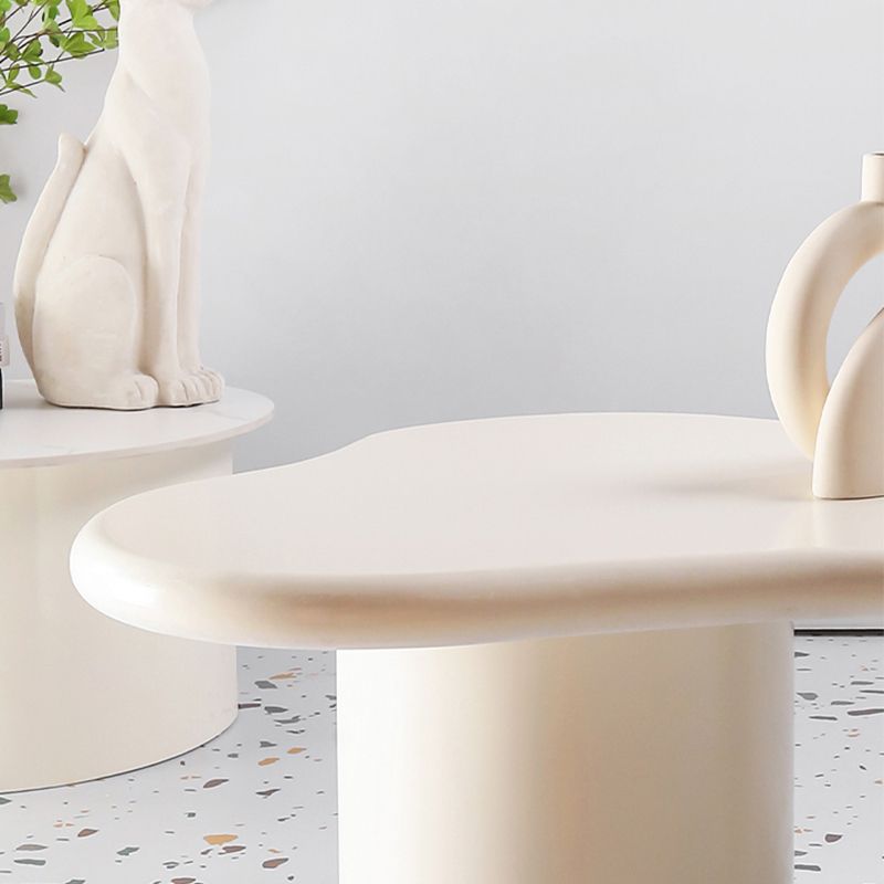 15"H Contemporary Coffee Table Wooden White Coffee Cocktail Table