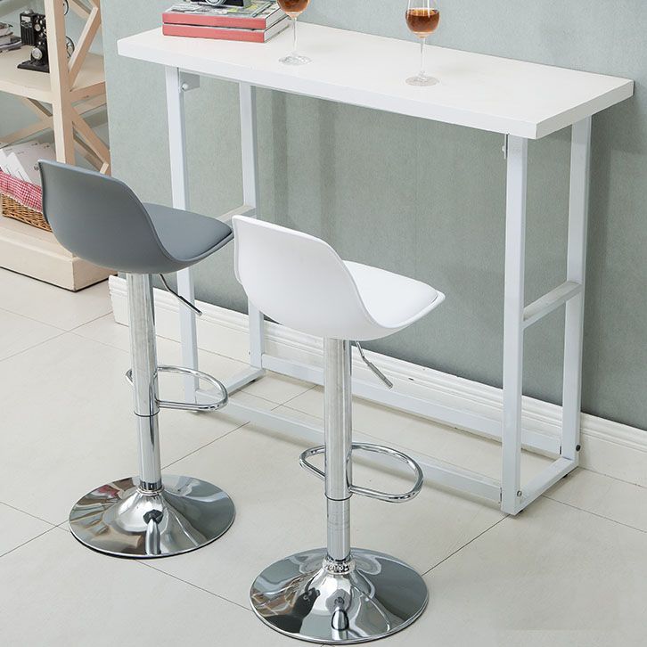 Contemporary Metal Barstool Low Back Faux Leather Cushion Footrest Stool