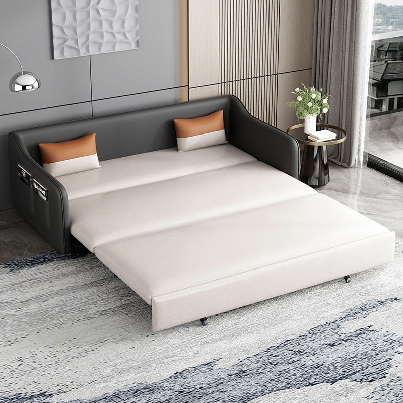 Faux leather Sleeper Sofa 32.28" Wide White Sofa Bed with Cushion Back