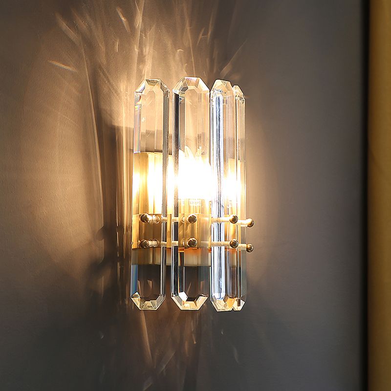 Modern Style Geometry Shape Wall Light Crystal 2 Light Sconces for Bedroom