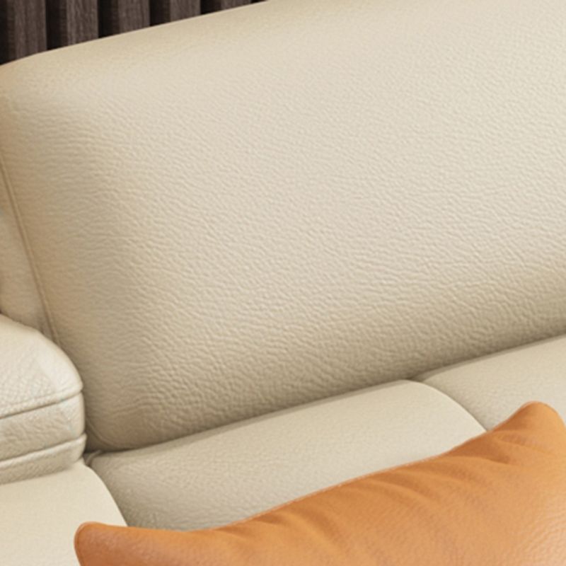 Contemporary Stain-Resistant Genuine Leather Square Arm Stationary Sofa