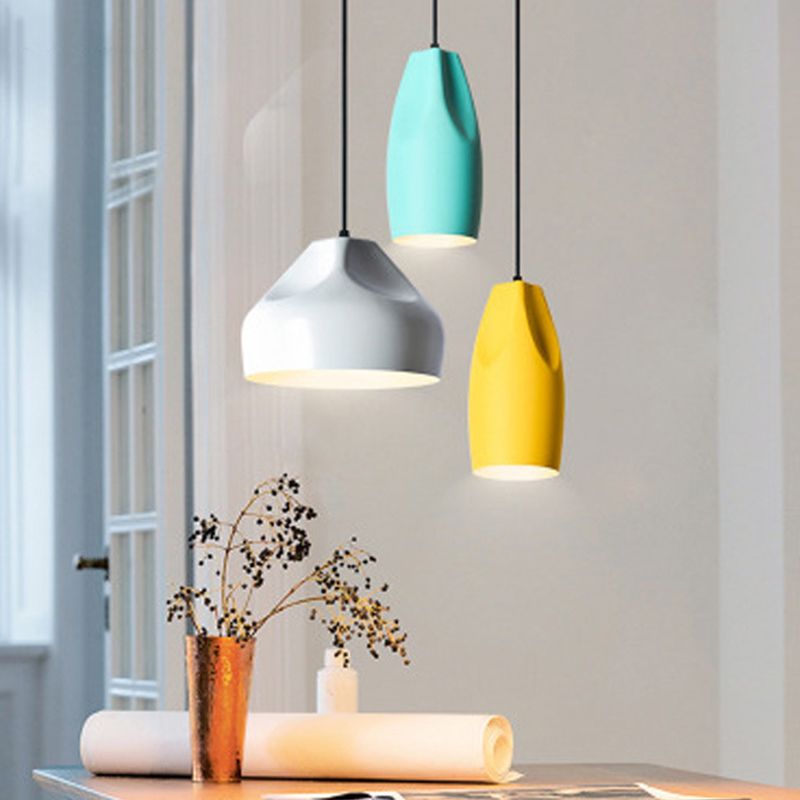 Macaron Single-Bulb Pendant lampe Aluminium Géométrique Hanging Light pour salle à manger