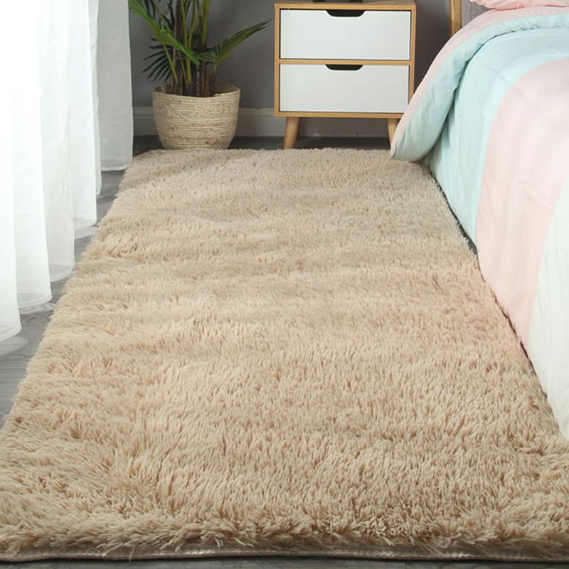 Comfort Plain Shag Carpet Polyester Area Rug Non-Slip Backing Indoor Carpet for Living Room