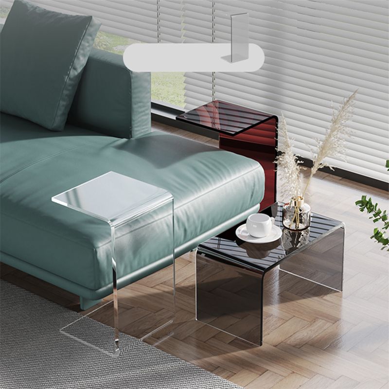 Modernistic Plastic Side Table Abstract with Storage Rectangular Living Room