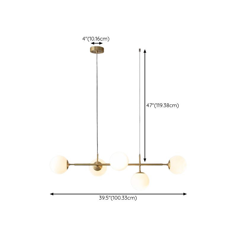 Modern Style Ball Shape Island Pendants Glass Pendant Lights in Gold for Dining Room