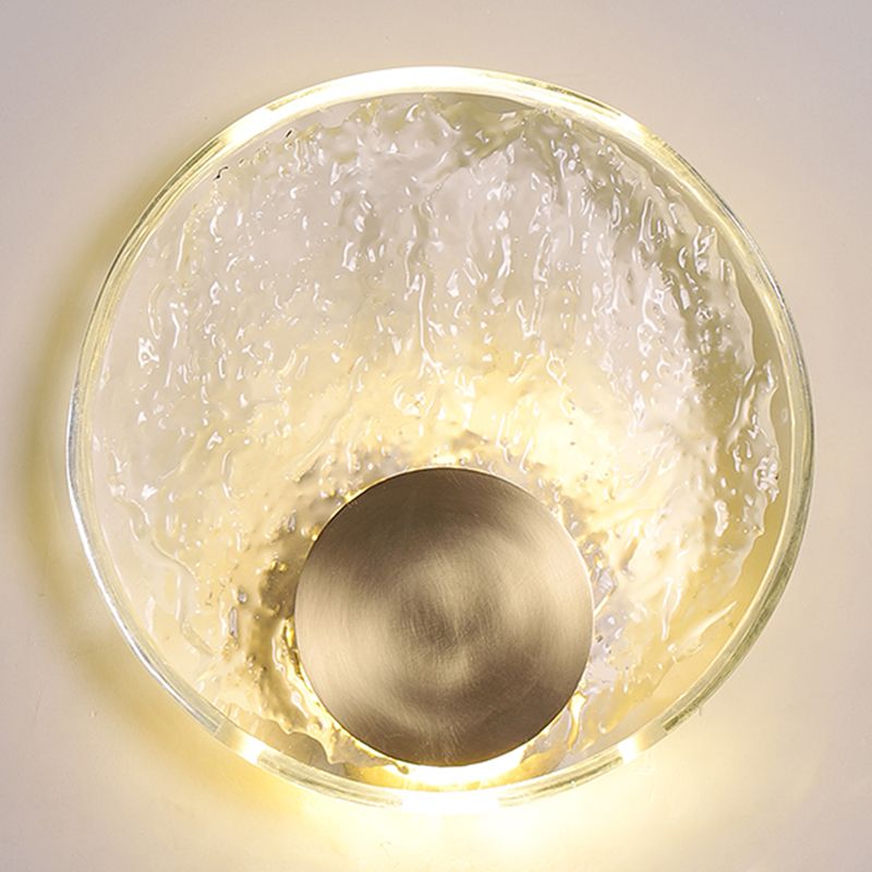 Round Shade Crystal Wall Sconce Modern Style Single Light Wall Mounted Light in Brass