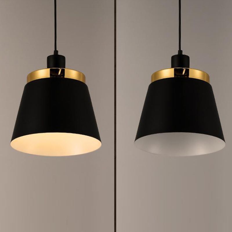 Black and Gold Shaded Pendant Lamp Nordic 1-Light Metal Ceiling Light for Dining Room