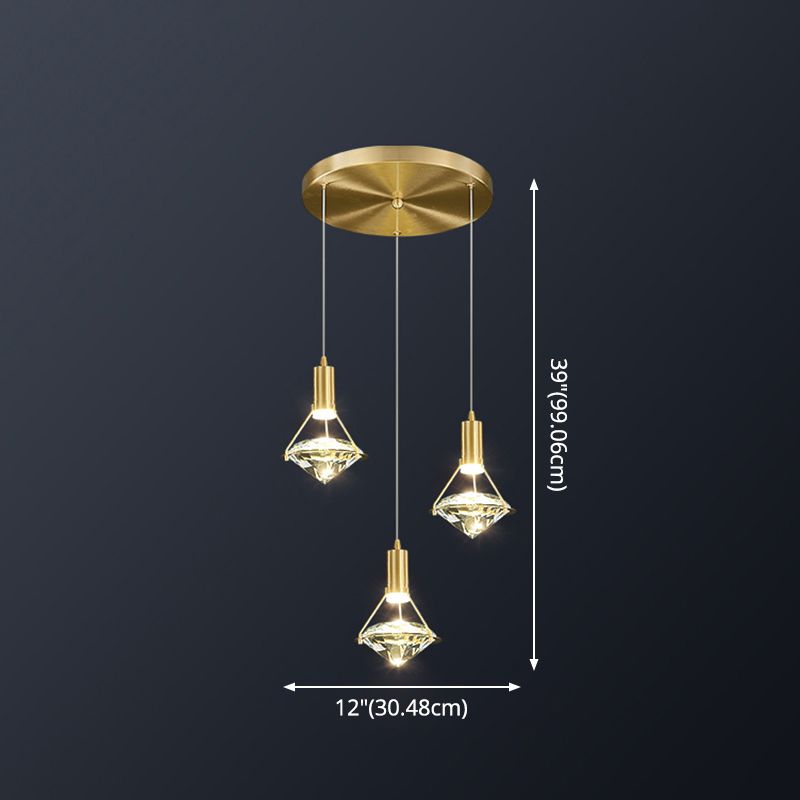 Moderni luci a soffitto a led a led cristallo a led cristallo di cristallo in ottone