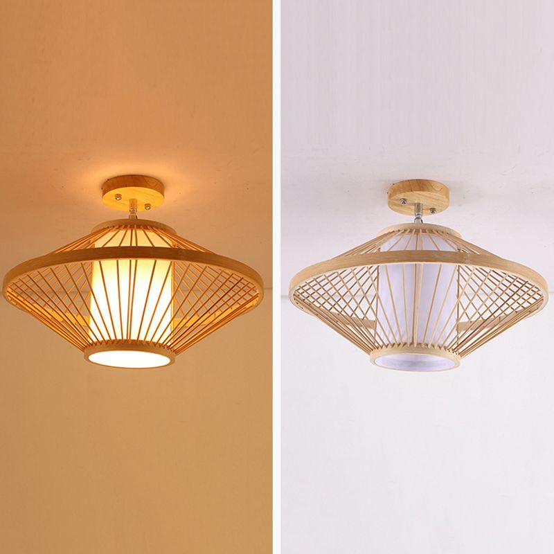 Asian Style Ceiling Lamp Bamboo Flush Mount Lighting for Hallway