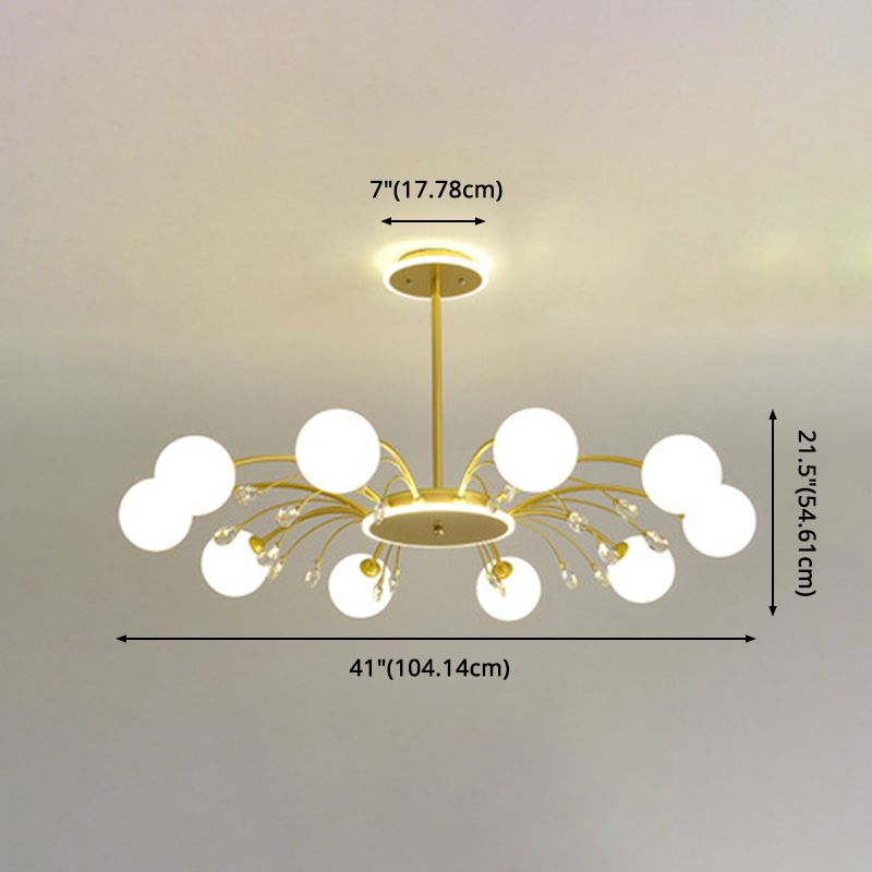 Contemporary Modo Chandelier Lighting Opal Frosted Glass Sitting Room Ceiling Hang Light