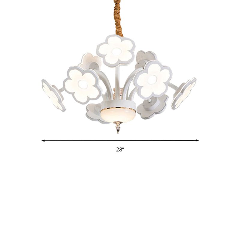 6/8/9/12 Flores LED Luz de lámpara de lámpara blanca Lámpara de colgar de sombra acrílica moderna en blanco